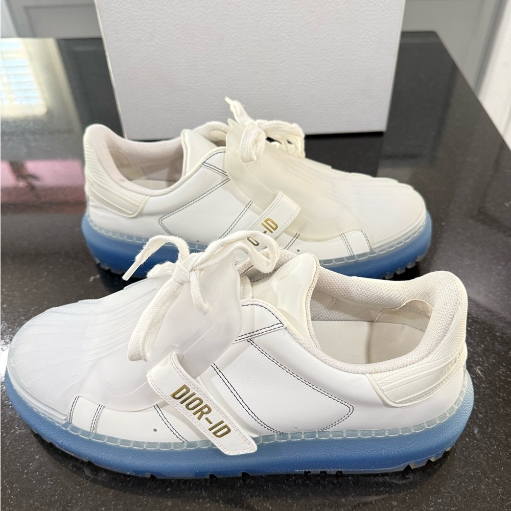Dior-ID White Sneakers with Light Blue Soles - Picture 1 of 4